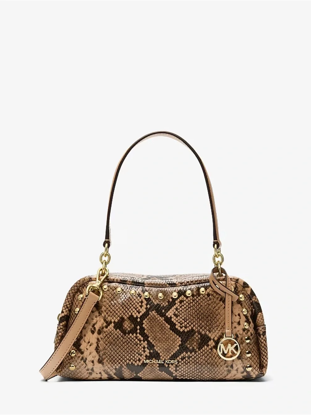 Michael Kors Cecily Small Studded Snake Embossed Shoulder Crossbody Bag